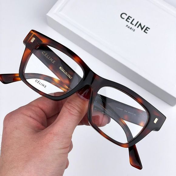 CELINE CL50011F 054 Eyeglasses Red Havana Square Women